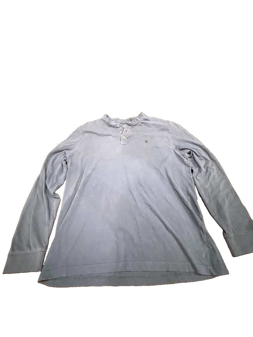 IZOD Saltwater Mens XL Blue Long Sleeve Henley Shirt Relaxed Classic Casual